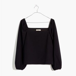 Madewell Crepe Square-Neck Puff-Sleeve Top